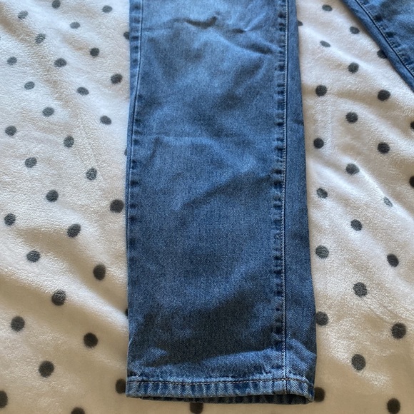 blue washed asymmetric buttoned jeans - Picture 4 of 5